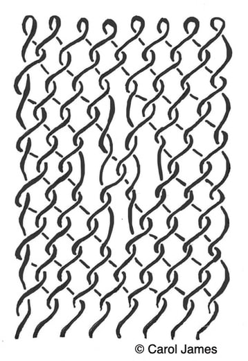 Interlinked sprang lace drawing