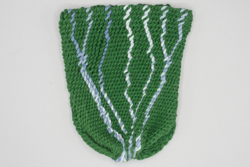 interlinked sprang pouch with twining photo